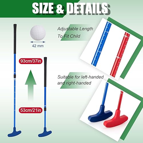 Miniatura 3 de Lenwen El juego de mini golf incluye 2 putter de golf de longitud ajustable de 2 vías para golfistas diestros o zurdos, 10 pelotas de práctica, 6