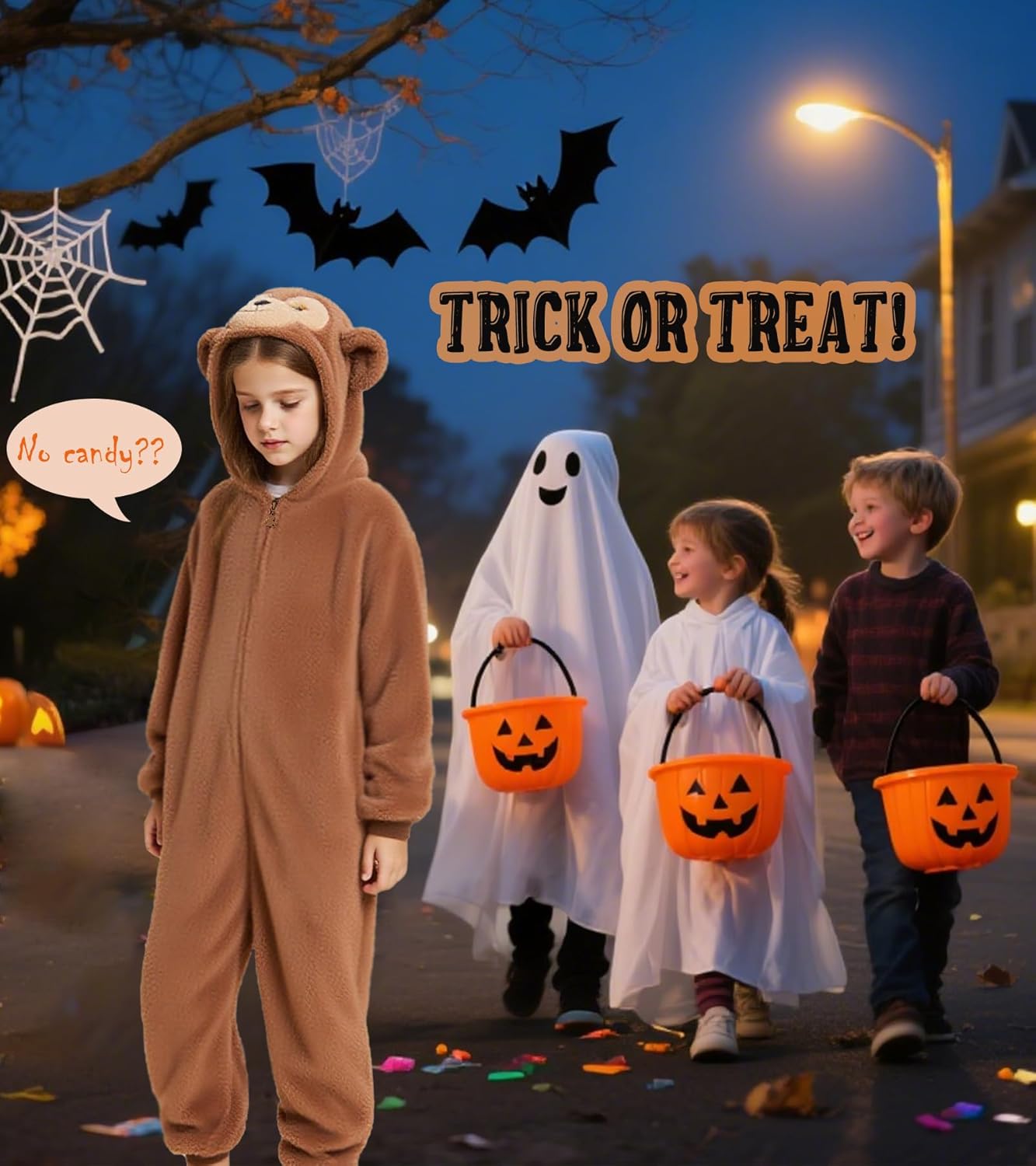 Kgromfy Unisex Bear Costume for Kids Halloween Outfit Dress Up Teens Novelty Animal Cosplay Jumpsuit Comfy Homewear - Image 3