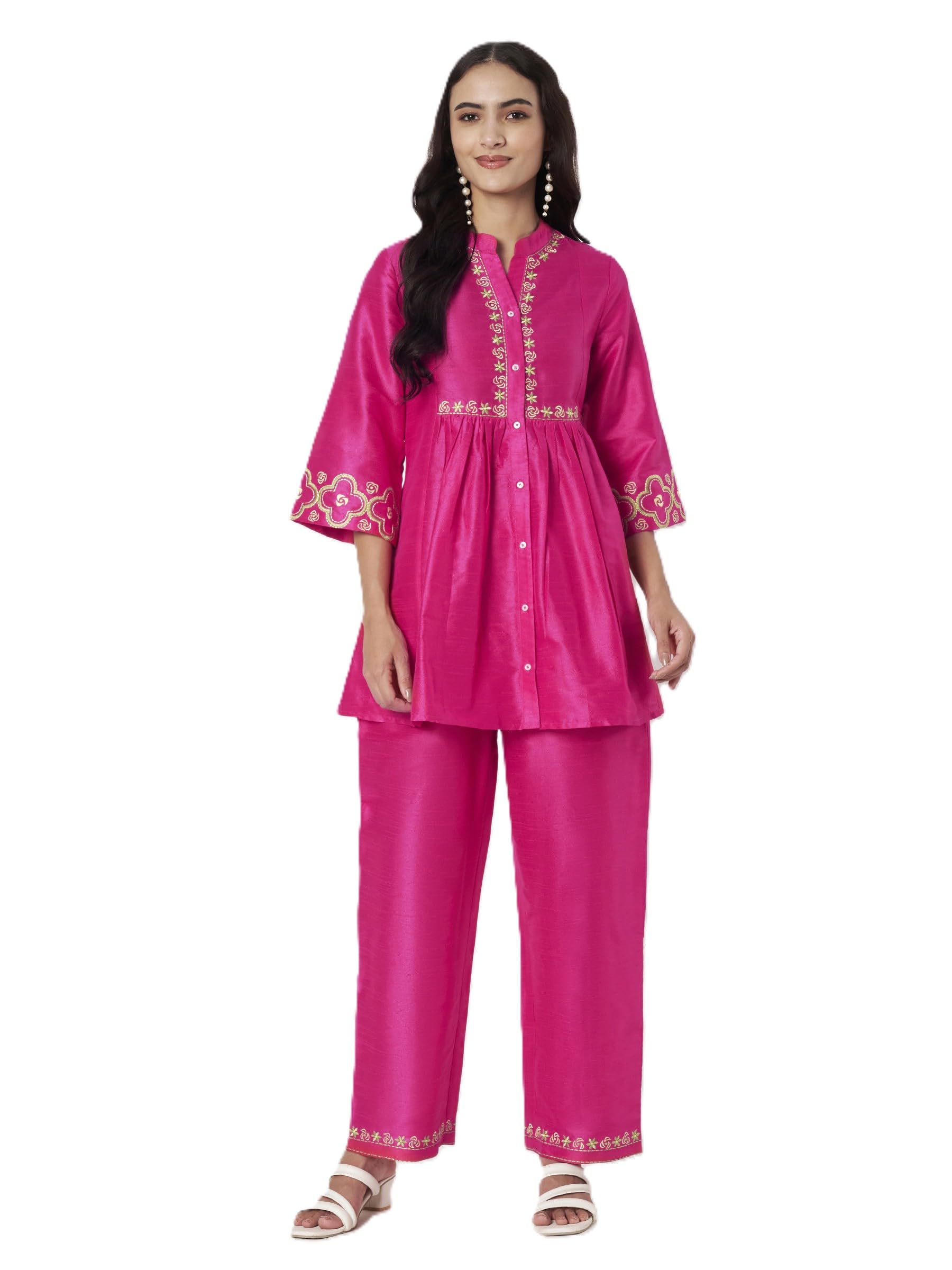 Women Chic Floral Embroidery Co-Ord Set for Casual Outings-image-29