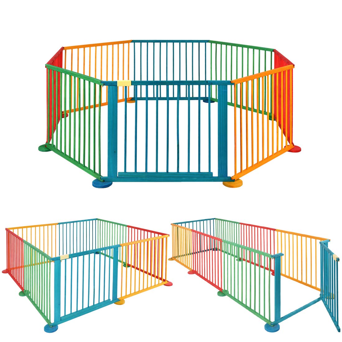 Baby Playpen Foldable Wooden Play Pen for Children,Freestanding Indoor