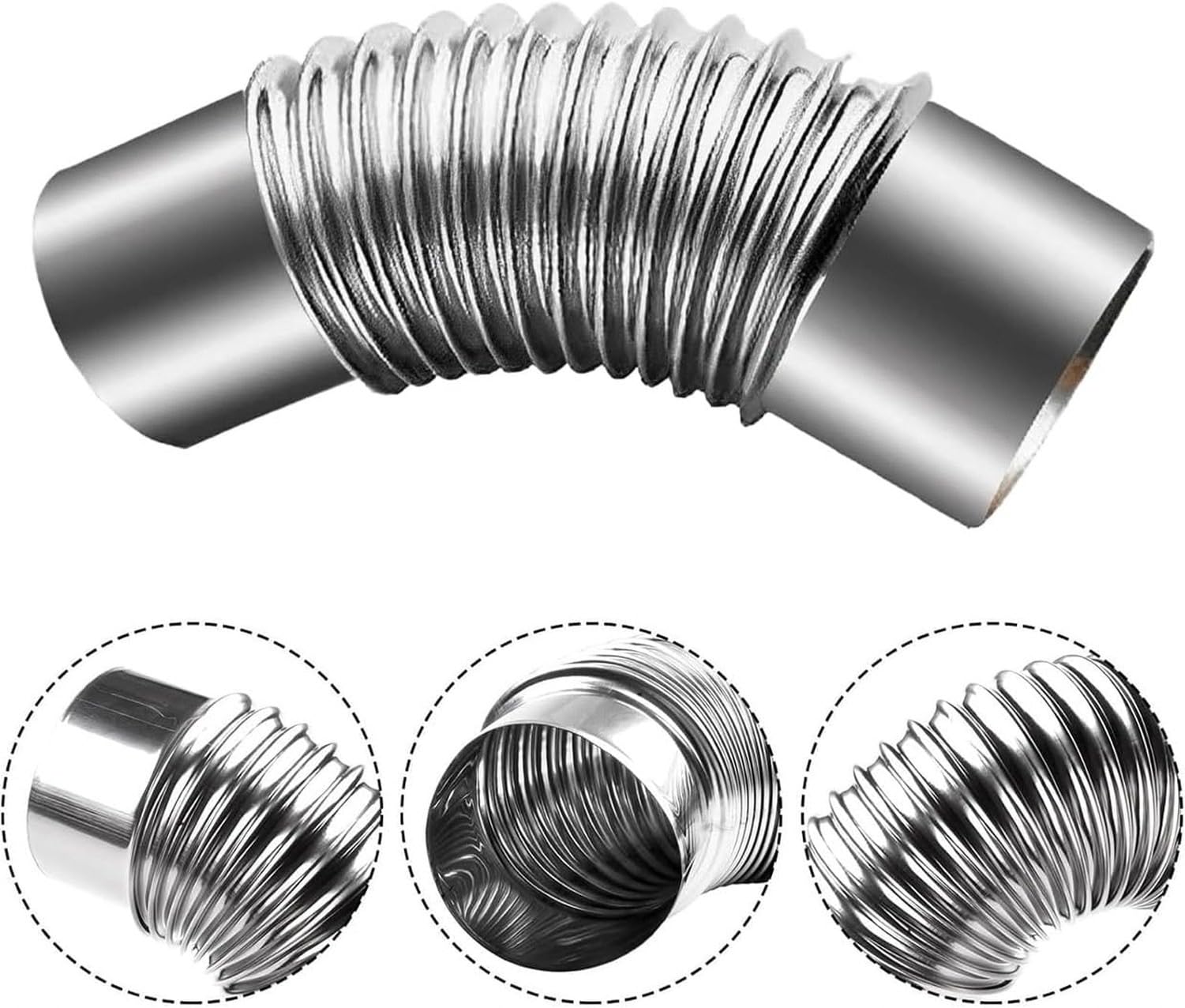 Tubo flexible acodado 45 grados acero galvanizado chimenea, 180mm, 180mm