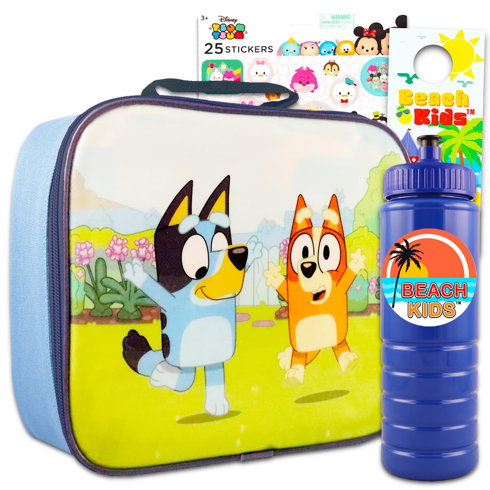 Disney Bluey Lunch Box Set - 5 Pc Bundle with Bluey Lunch Box with Stickers, Reusable Water Bottle, Stickers, and More | Bluey Lunch Bag School Supplies