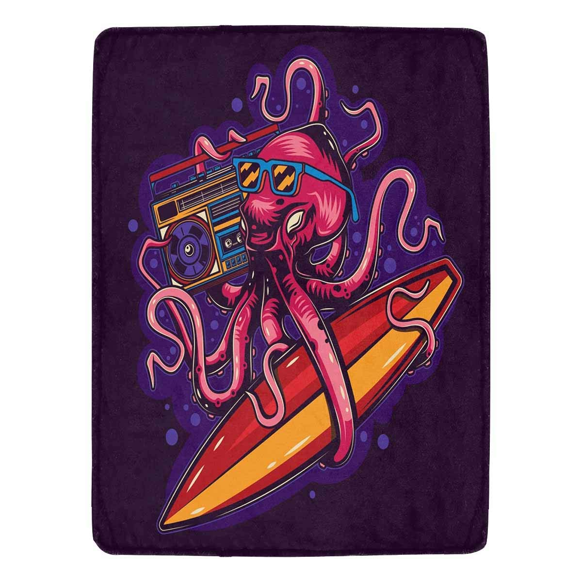 351Fleece Blanket Fluffy Fuzzy Throw Blanket Flannel Sofa Throw For Child Travel Bed Bed Octoplus With Glasses With Boombox L