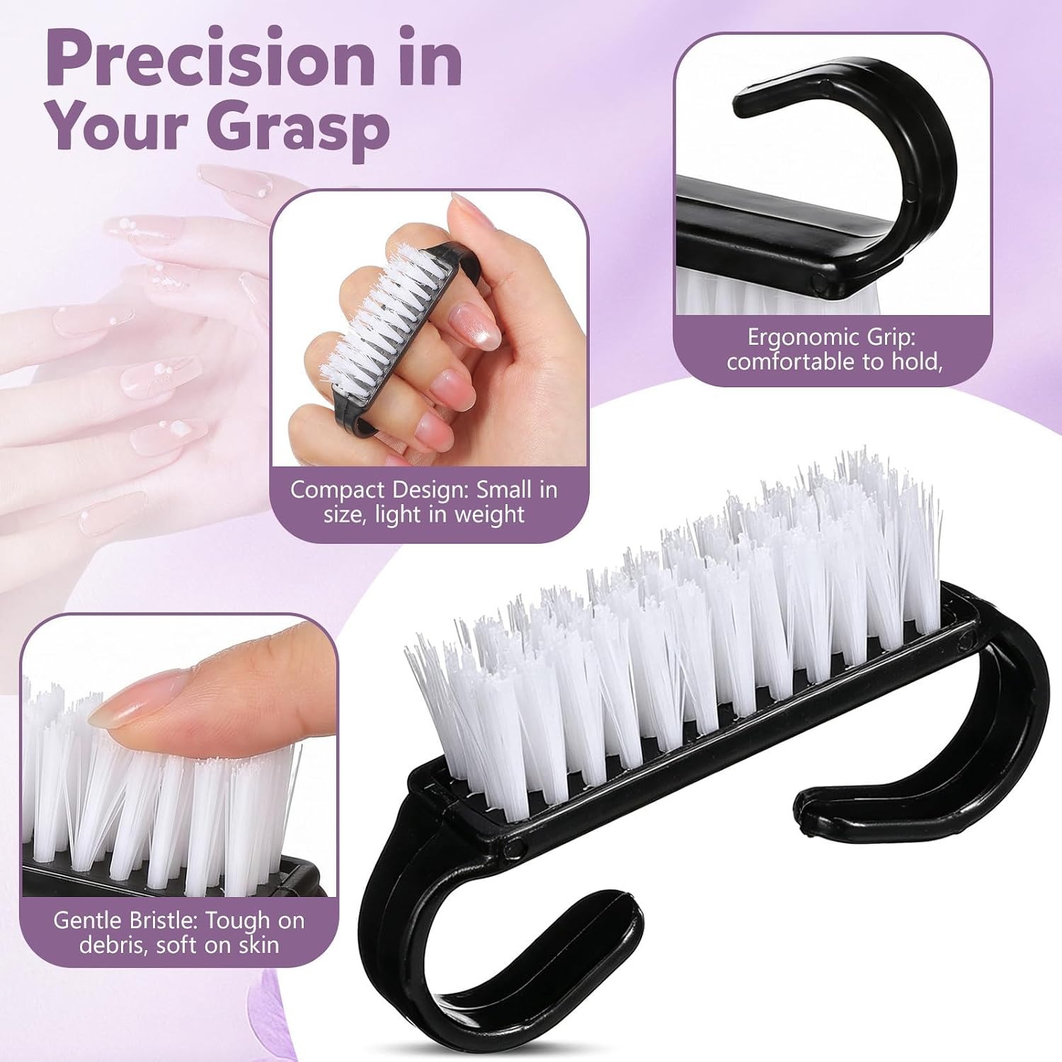 Didiseaon 12pcs Nail Dusting Brush for Fingernail Cleaning Comfortable Handle, Wear-resistant Nylon and Plastic Abs Material, Creative Design for Home Nail Art and Manicure Use image 3