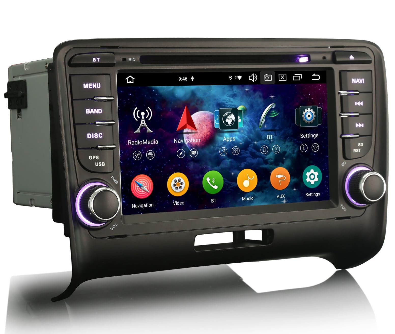8-Cœurs Android 16 DVD Autoradio GPS Navigateur pour Audi TT MK2 2006-2014 | 2 Din Carplay sans fil Android Auto Bluetooth 5.0 Radio WiFi A2DP RDS Canbus 4GB RAM 64GB ROM