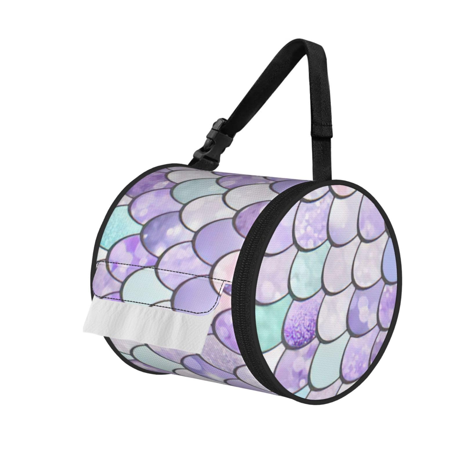 Mermaid Pastel Pink Purple Aqua Tea Print Cylindrical Tissue Holder Bathroom Car Home Office Kitchen Decor Versatile