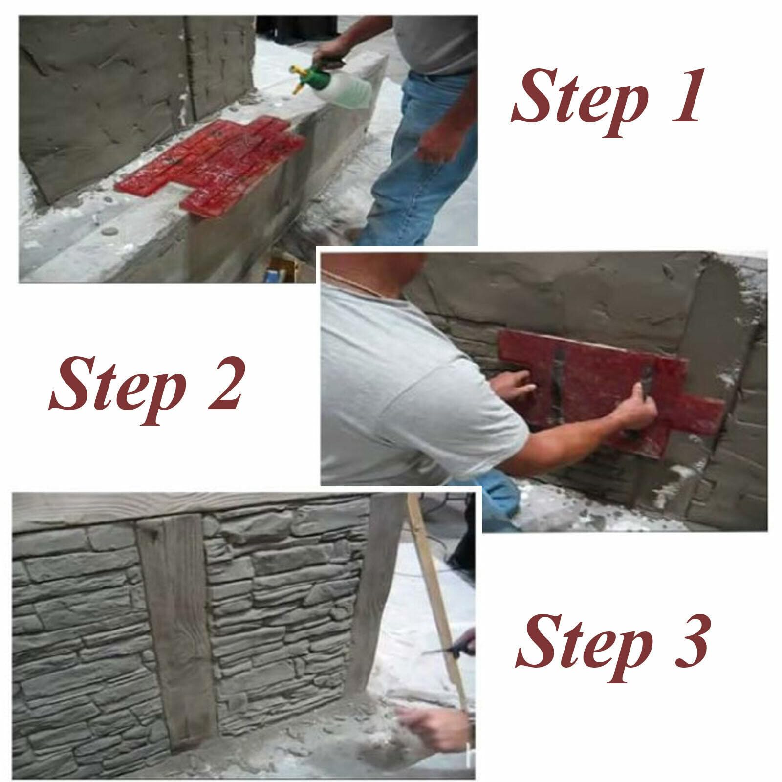 Formy do stempli z betonu o wymiarach 15,7" x 7,8" x 0,6" z granitowym łupkiem, poliuretanowe maty do stempli z betonu teksturowanego, narzędzie do odciskania kamienia dekoracyjnego z cement