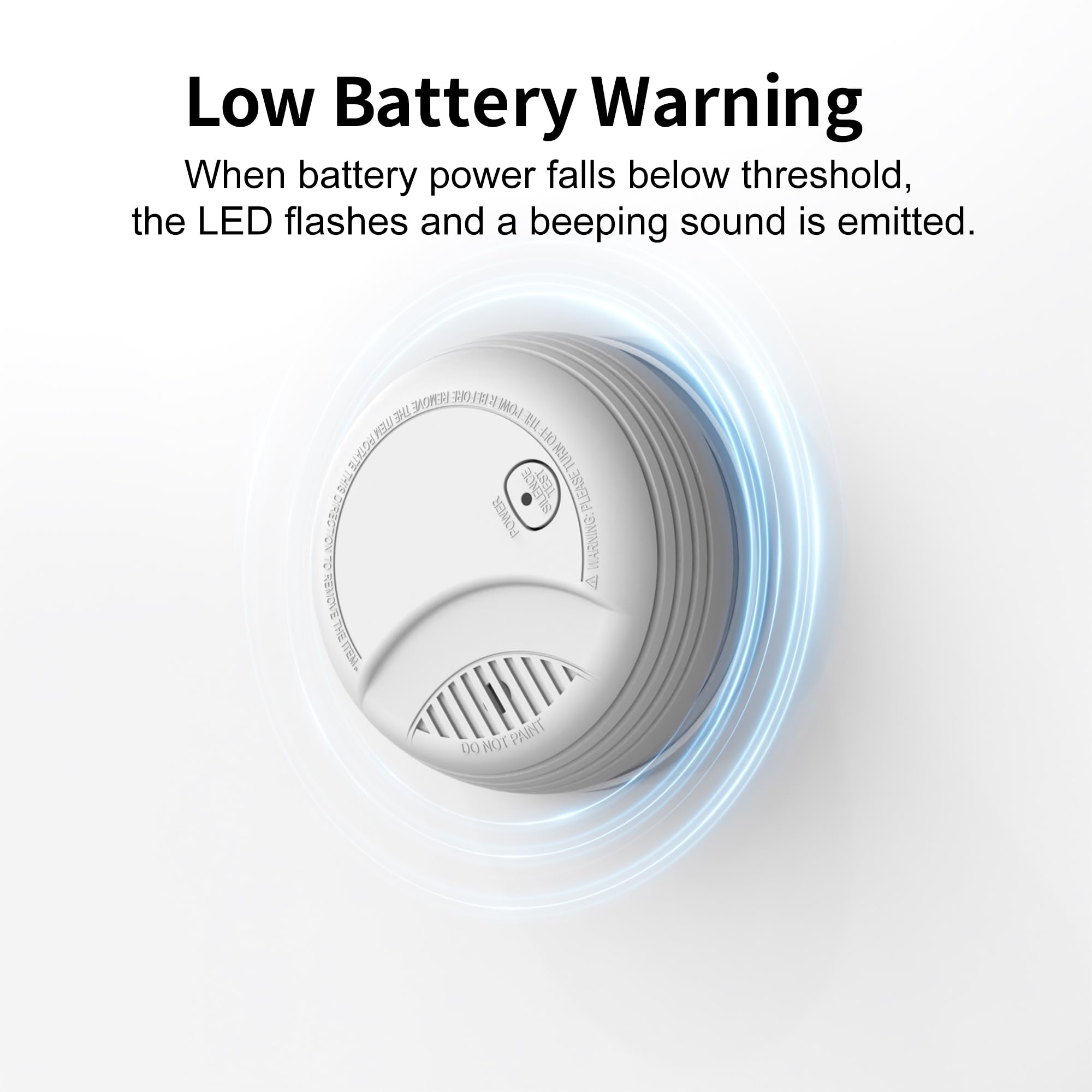 4 Pack Smoke Detector, Photoelectric Sensor Battery-powered Fire Smoke Alarm, LED warning light 85 dB alarm sound, low battery warning, mute and test buttons, suitable for living rooms, bedrooms, etc.