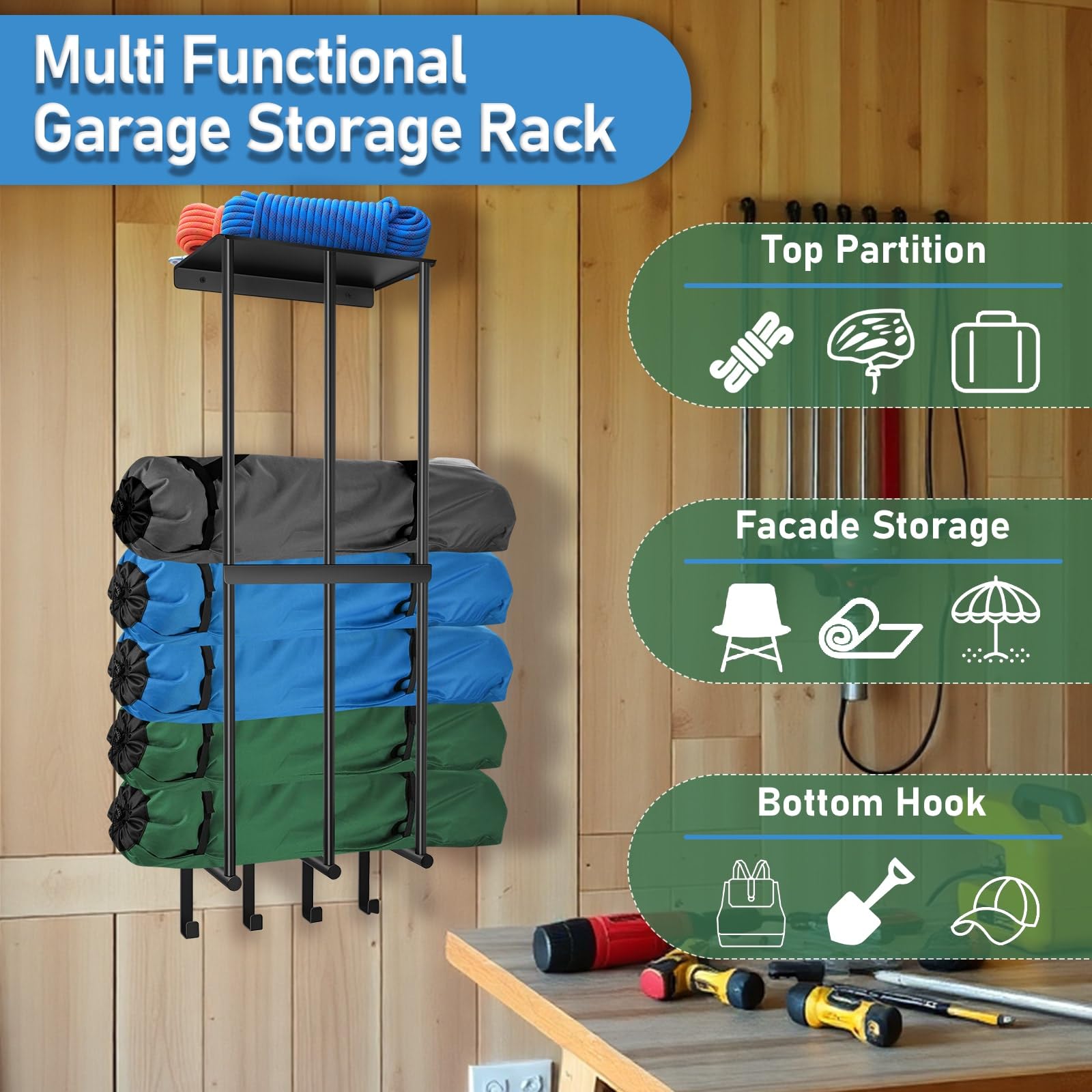 Snapklik.com : PUMHUBO Camping Chair Wall Storage For Garage - Metal ...