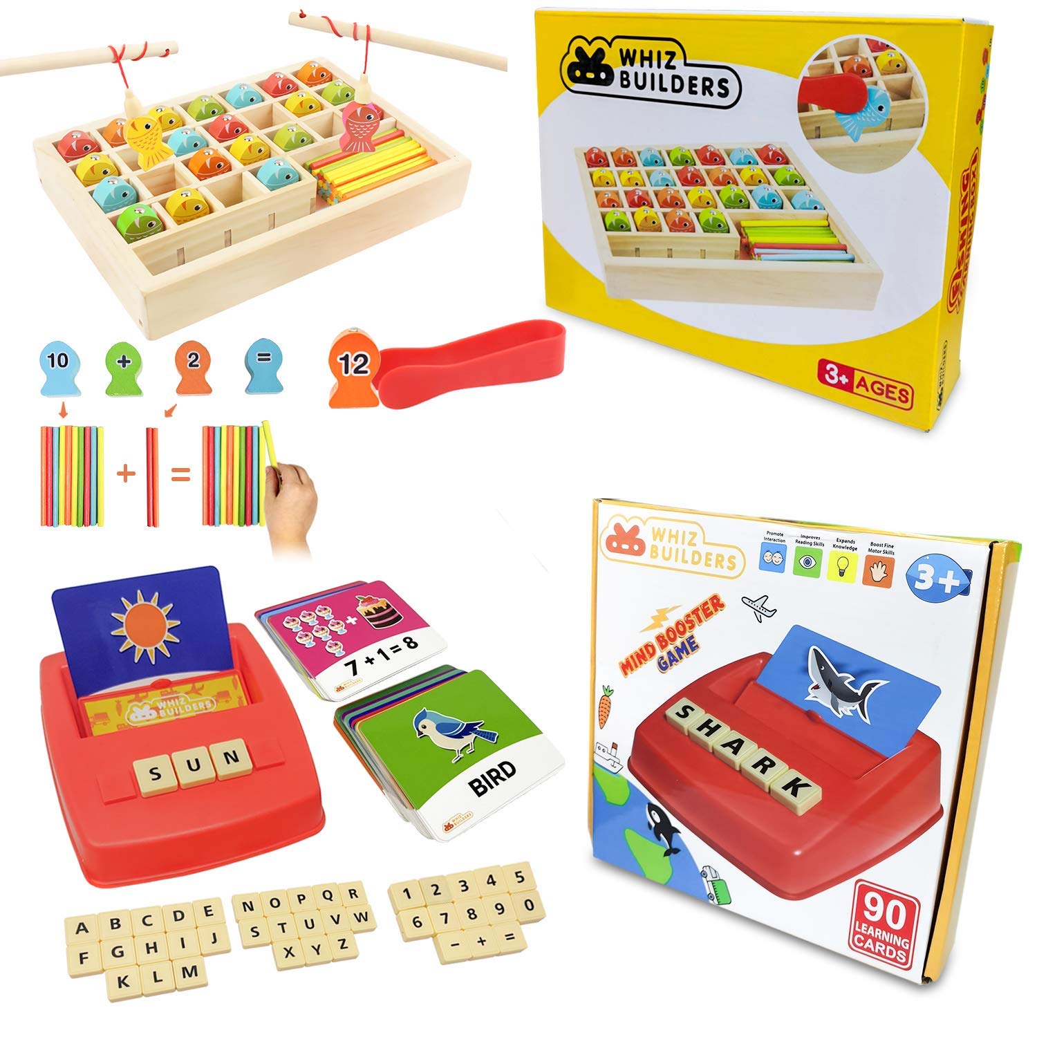 Buy Wooden Fishing Math Counters Game & Words Flash Cards Matching Game