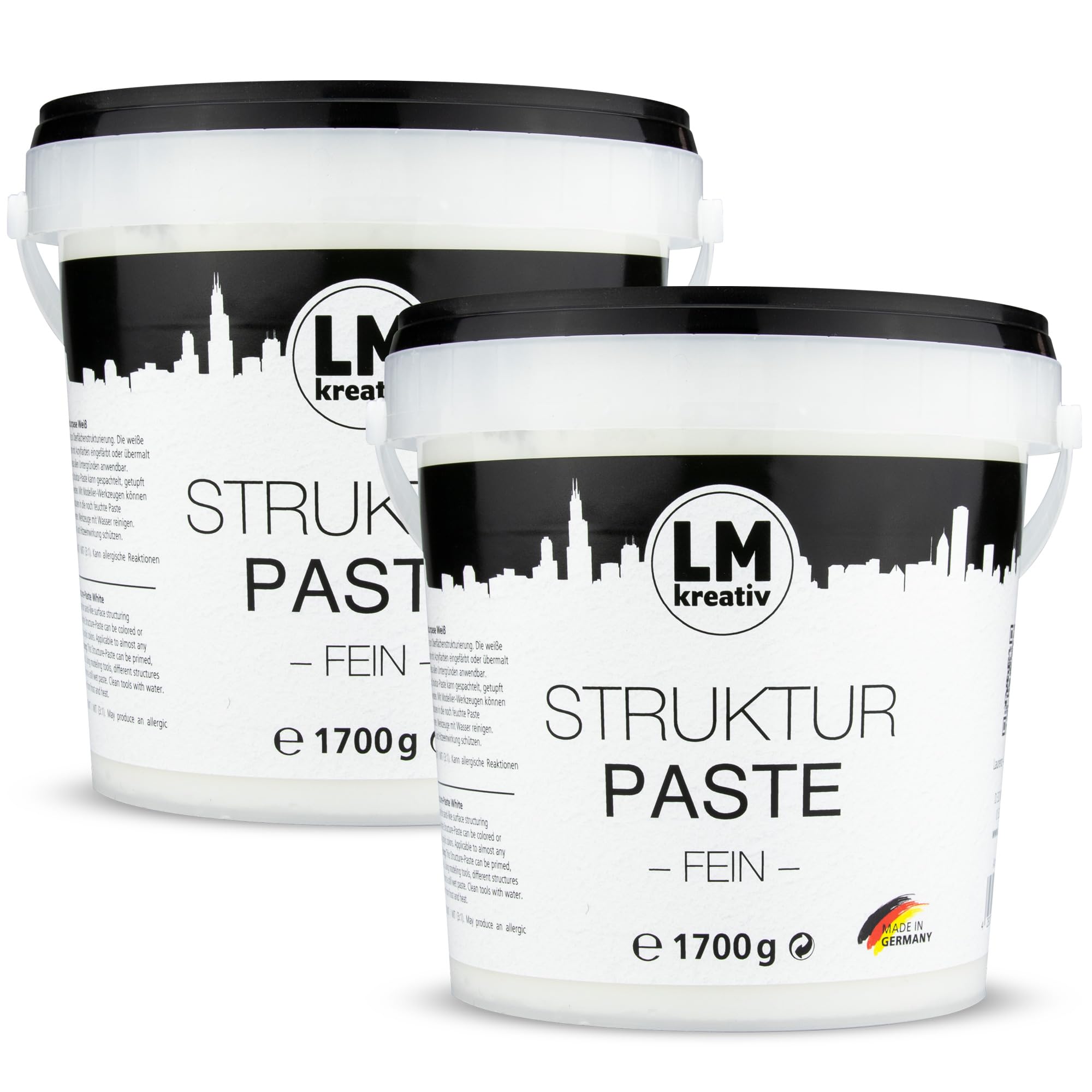 LM Strukturpaste fein 2 x 1,7 kg | Texture Paste | Modellierpaste für Acrylmalerei | Strukturmasse Leinwand | Spachtelmasse für kreative Techniken | Impasto | Flächenspachtel