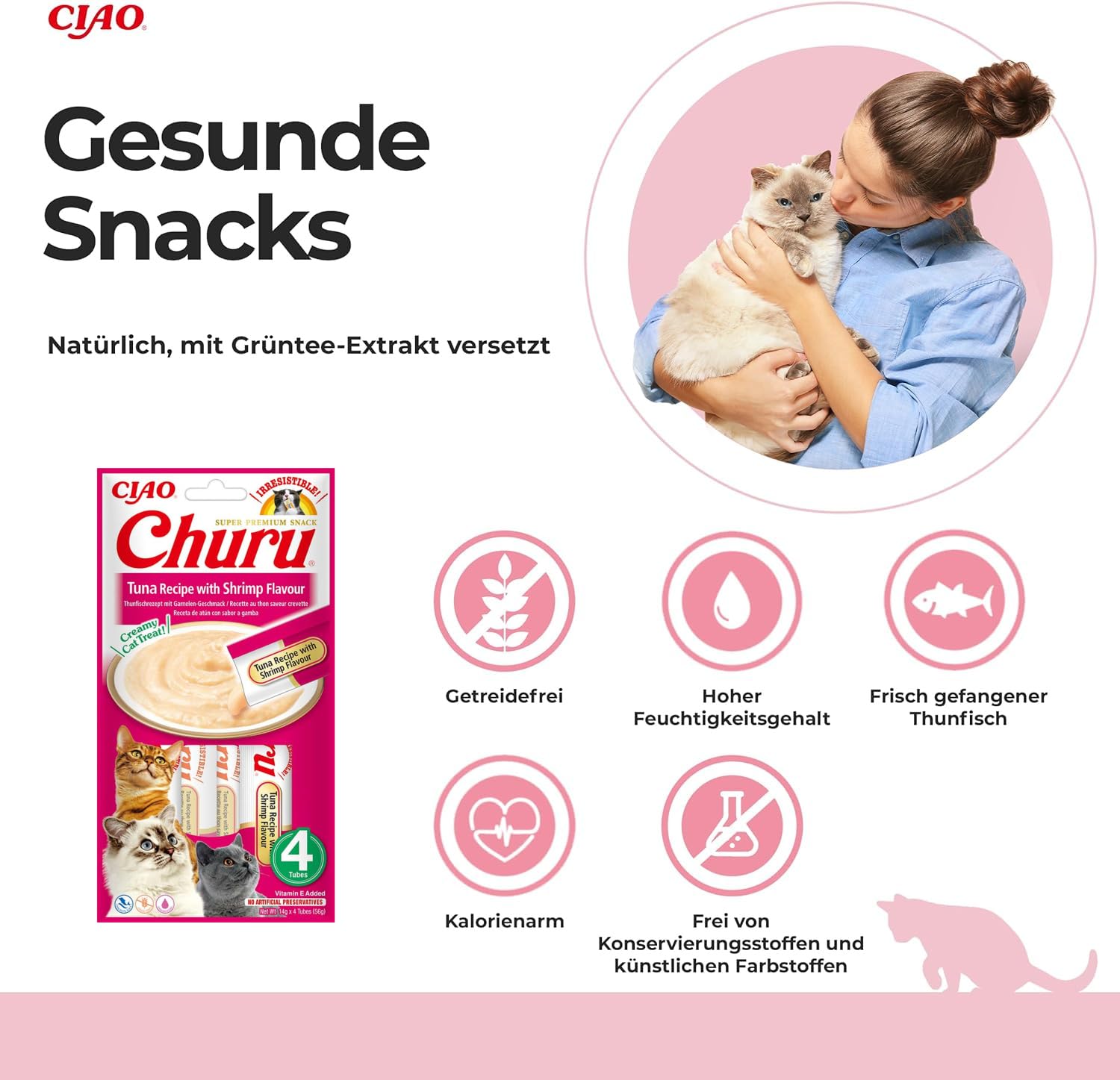 Ciao Churu Sticks by INABA Cat Treat, Tuna & Shrimp Flavour 12 Pack (48 x 14g total) / Soft & Creamy Cat Treat - Image 2