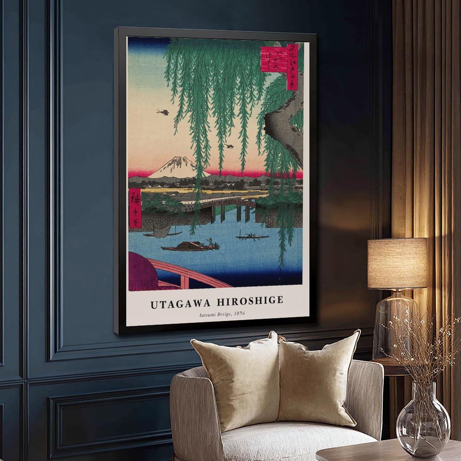 ELKPDOE Stampa di Utagawa Hiroshige, Yatsumi Bridge Poster su tela