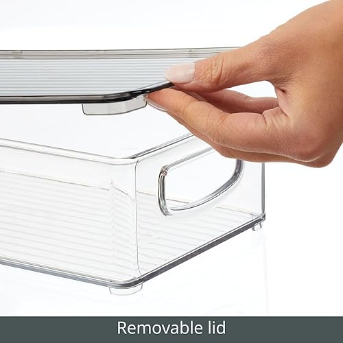 Miniatura 6 de mDesign Plastic Pantry Storage Box Container with Lid and Built-In Handles - Organization for Flour, Cereal, Pasta, Rice, or Food in Kitchen