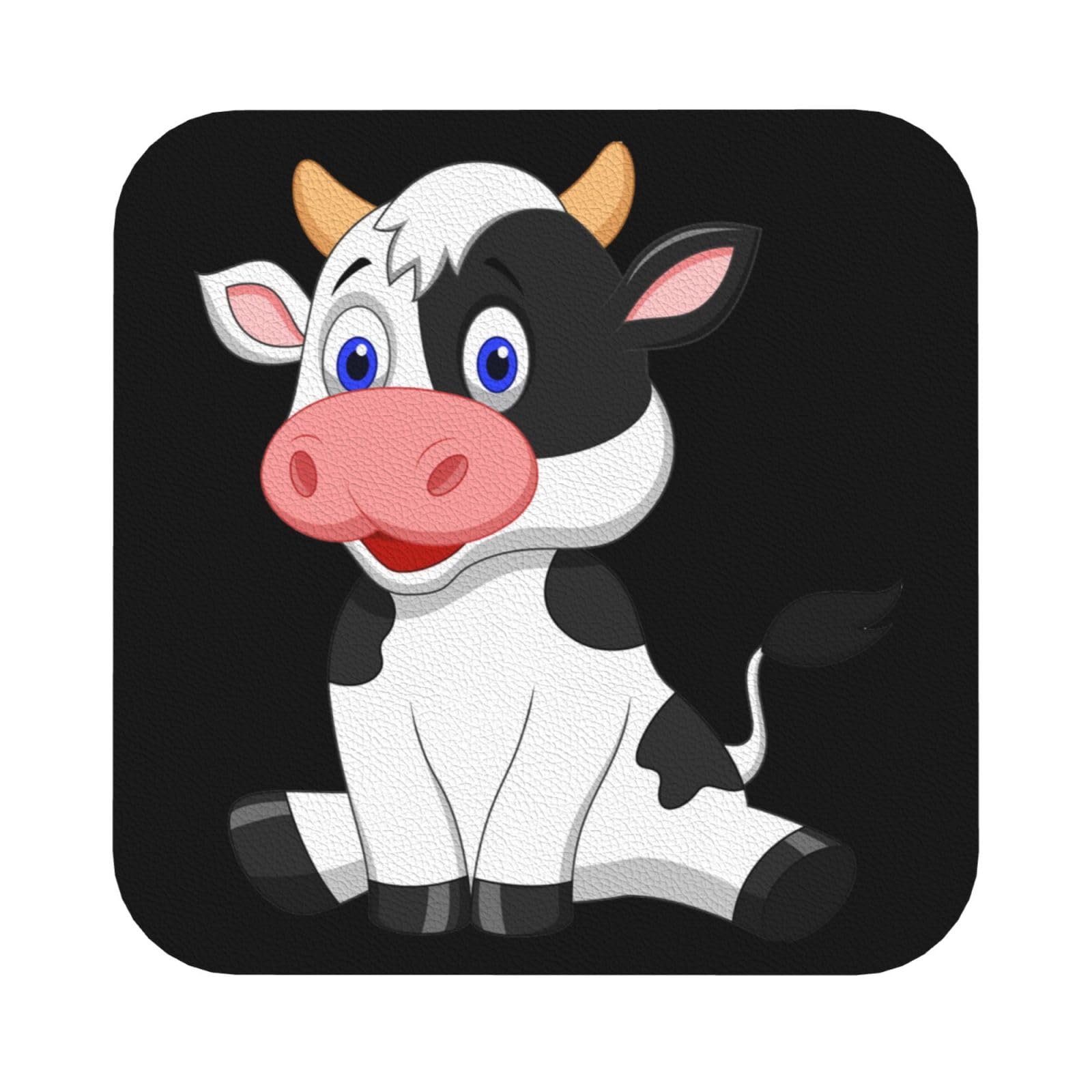 Dairy Cow PU Leather Coasters Set of 6 Square Drink Coasters