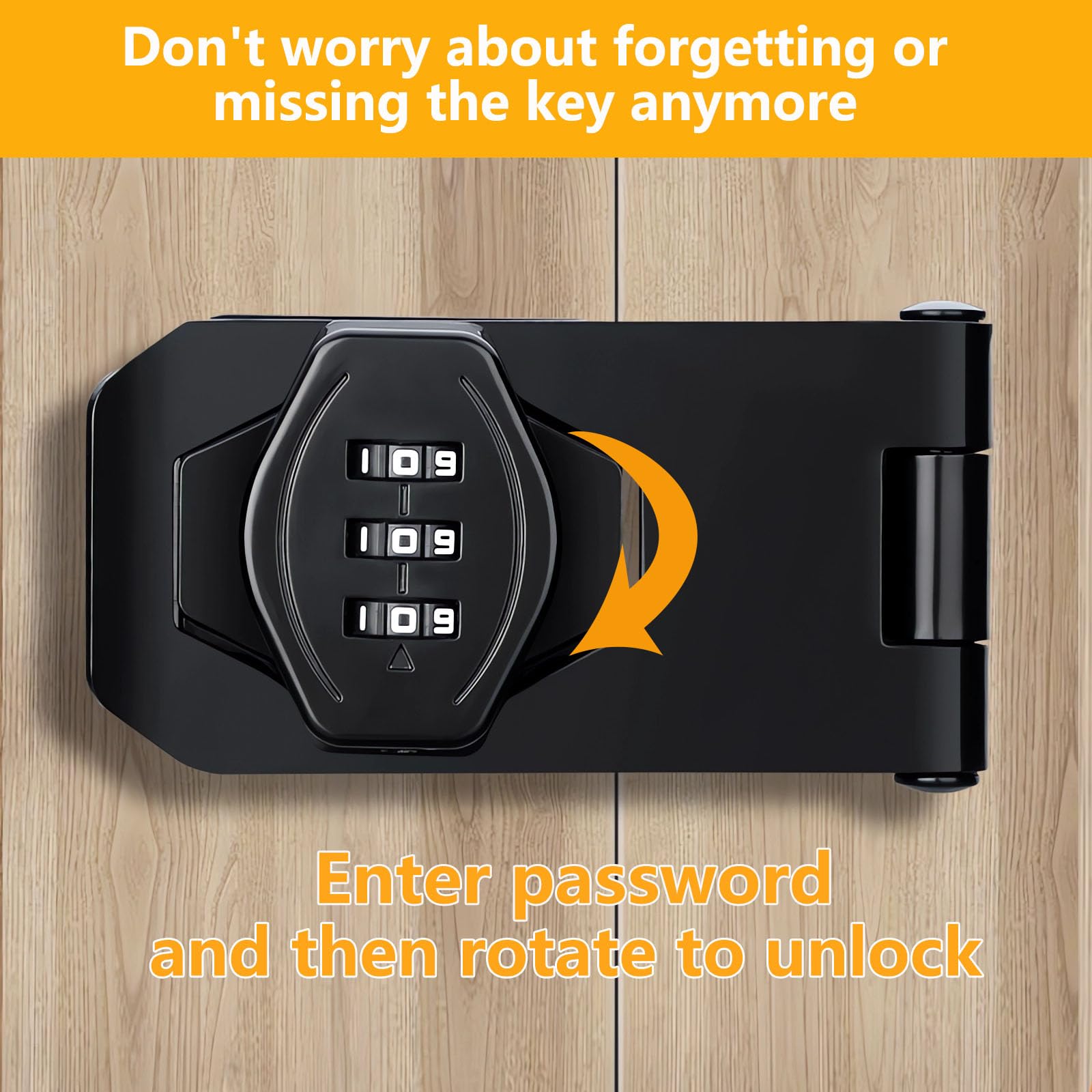 Keyless Bifold Door Lock - 3-Digit Combination Padlock -3