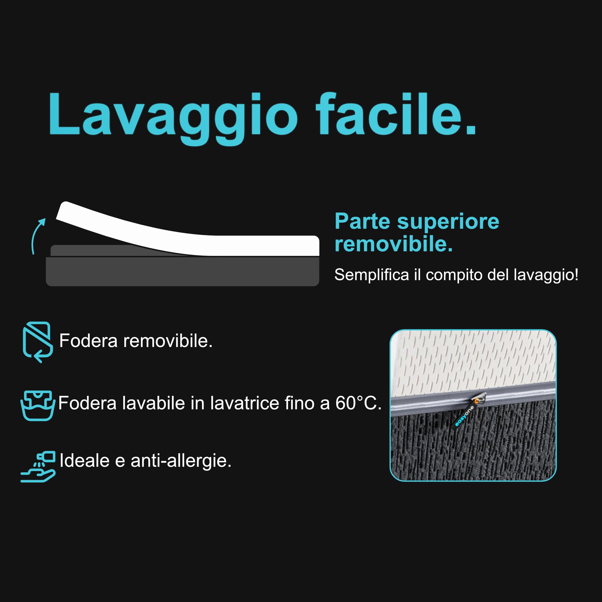 BMM materasso easyone 80x200 cm/Sistema ibrido a 5 strati/il nucleo a molle insacchettate incontra la schiuma/ortopedico a 7 zone Altezza del materasso 22 cm/Materassi Sviluppo prodotti in Germania…