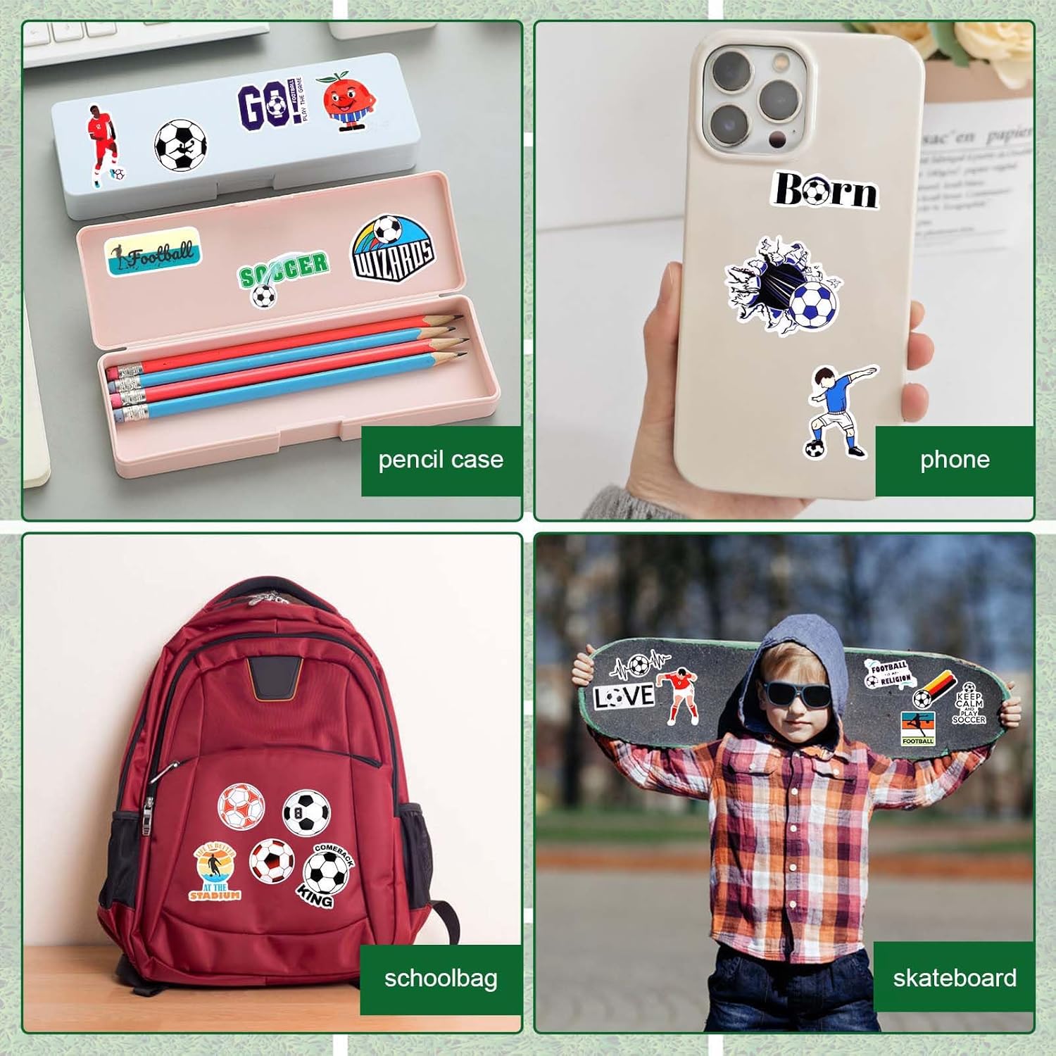 Soccer Water Bottle, 18 oz Insulated Stainless Steel Sports Bottle with 50Pcs Stickers, Soccer Stuff Gifts for Boys & Kids - Image 6