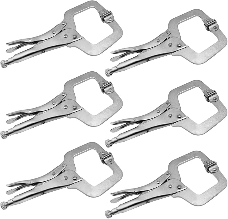 6 Pack 6 Inch C-Clamp Locking with Swivel Pads Heavy Duty Pliers Welding Clamps Clamps Heavy Duty for Craftsmen Home Workshop
