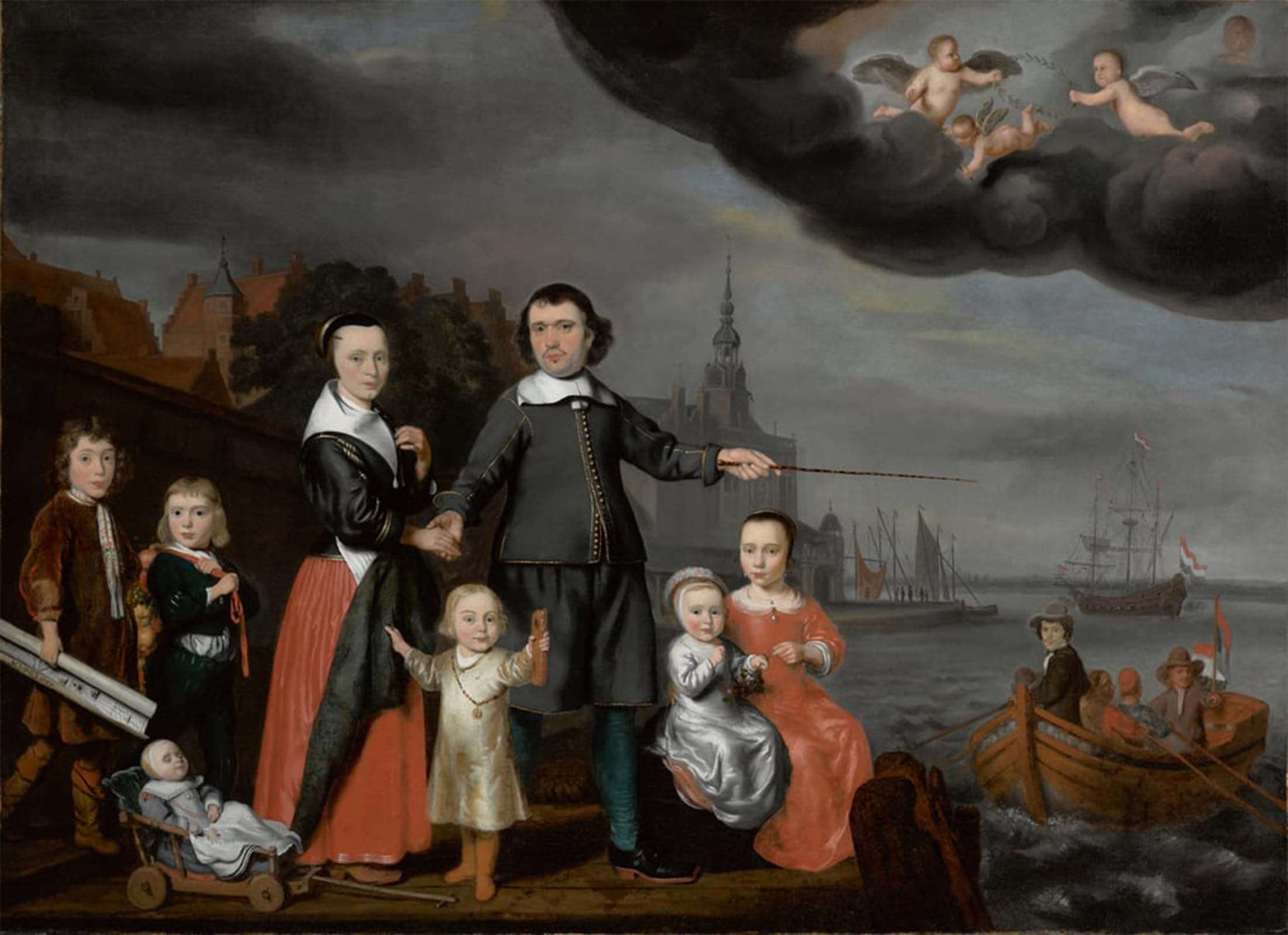 ARTXLXXBN Famous Art Print Poster Vintage Wall Art Captain Job Jansse Cuijter and His Family by Nicolaes Maes Canvas Art Poster for Home Decor 60x90cm