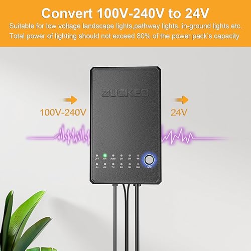 Miniatura 7 de ZUCKEO Kit de iluminación de paisaje todo en uno, luces LED de bajo voltaje de 5 W con transformador y cable de 80 pies, foco impermeable para