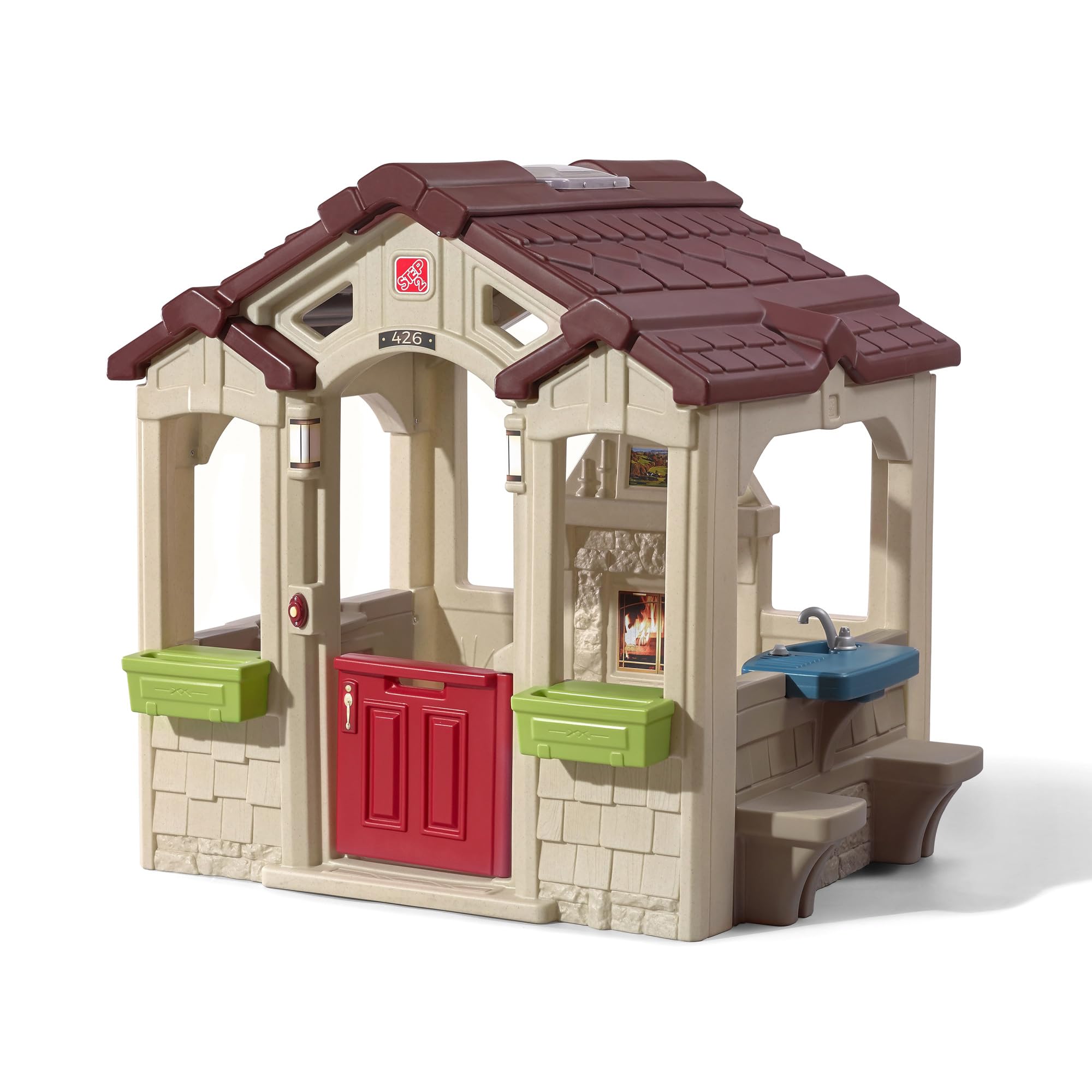Step2 Charming Cottage Kids Playhouse, Indoor and Outdoor Clubhouse Playset, Interactive Sounds, Toddlers 2+ Years Old, Easy to Assemble