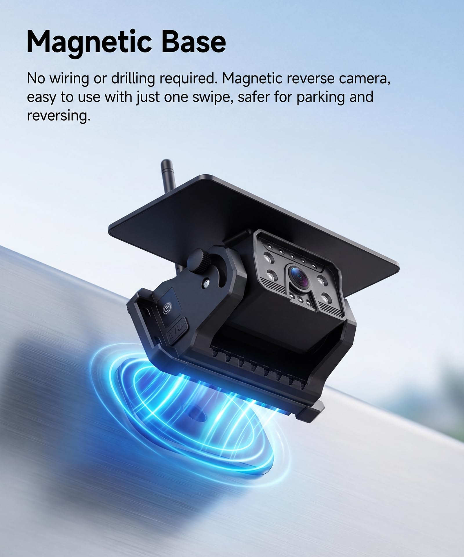 Rimoody Senza Fili Solare Telecamera per Retromarcia, con Batteria da 10000 mAh & Ricarica Type-C, 7 Pollici IPS Monitor, IP69 impermeabile, Visione Notturna, per Camion/Caravan/Camper/Bus/Rimorchio