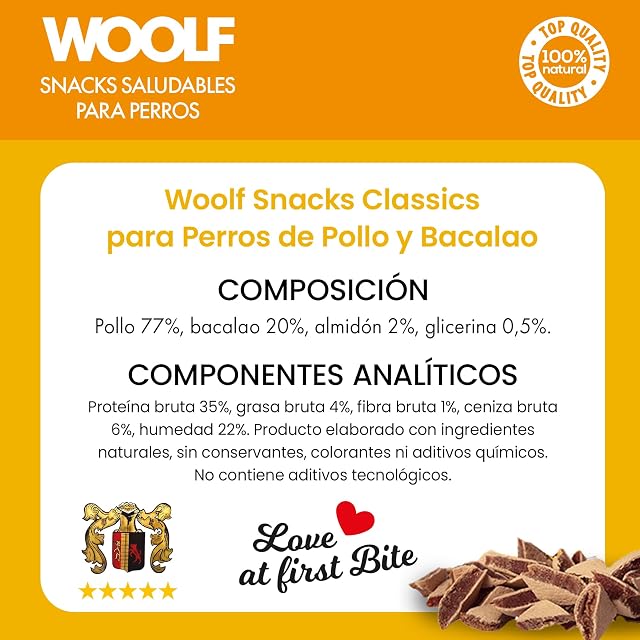 Foto 6 de 8 de Woolf Snacks, pequeños Sandwich de Pollo y Bacalao para Perro 100g. Chuches, premios Naturales para Perro