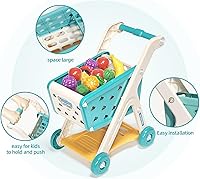 Vista 3 de Set de Juguetes de Carrito de Compras de 102 Piezas para Niños con Comida y Accesorios de Simulación, Perfecto para Edades de 3+