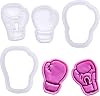 BAKERLOGY Mini Boxing Gloves 5cm Cookie Cutter and Embossing Set Fondant Cutter with Embossing Stamp - Front & Back Designs for Sports Cookies Birthday & Fitness Decoration