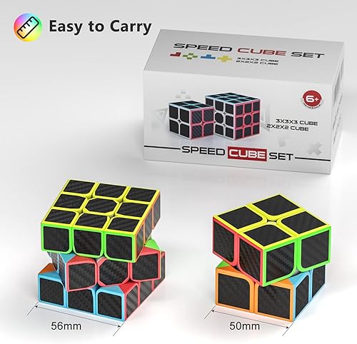 Miniatura 7 de Vdealen Juego de cubos de velocidad de pirámide de 2 x 2 x 2 x 2 pulgadas, 3 x 3 x 3 x 3 pulgadas, juego de cubos de velocidad de fibra de carbono