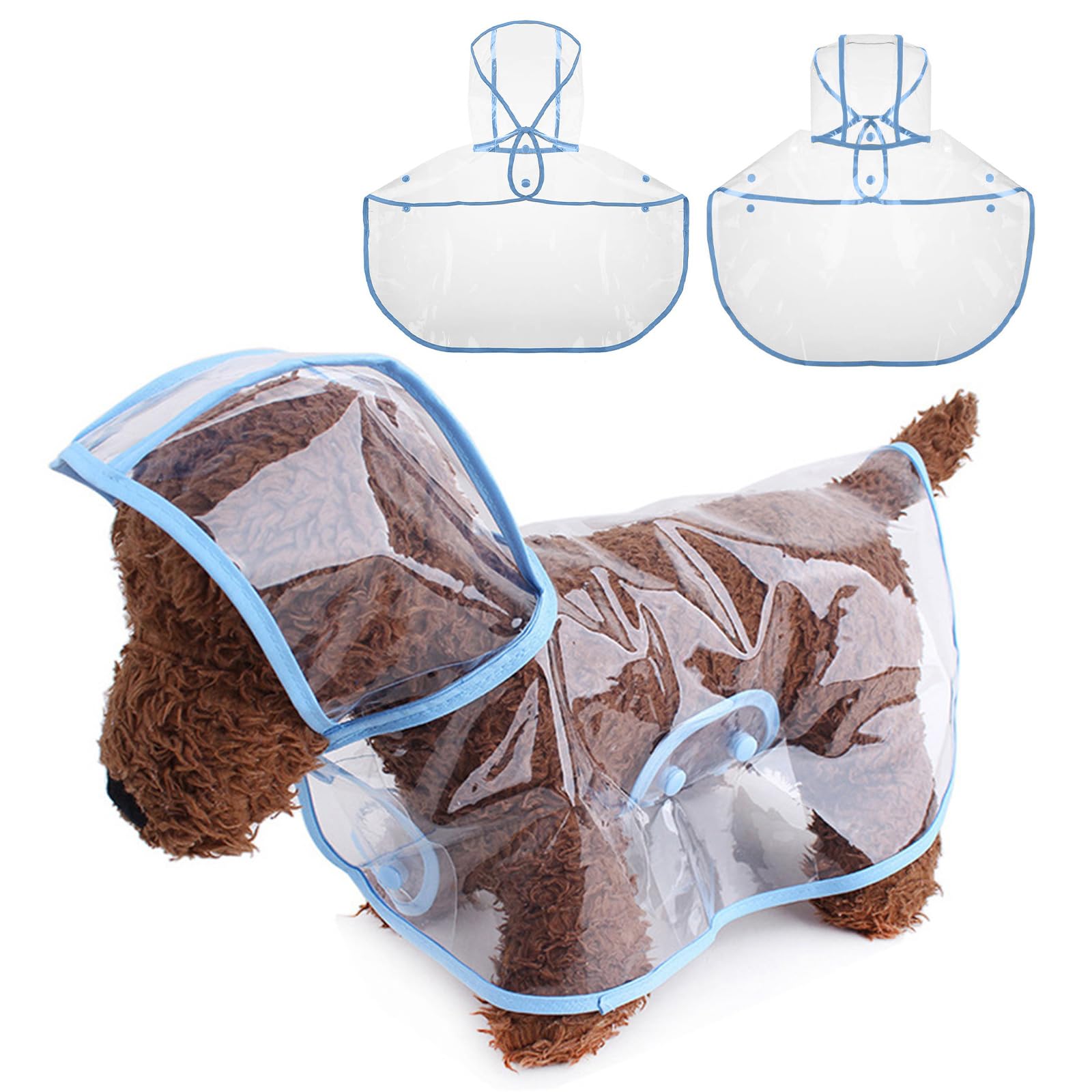 PETCUTE Manteau de Pluie Imperméable pour Chien avec Capuche,Imperméable pour Chien en PVC Transparent,Manteaux imperméables pour Chiens avec Fermeture à Boutons,pour Les Jours de Pluie