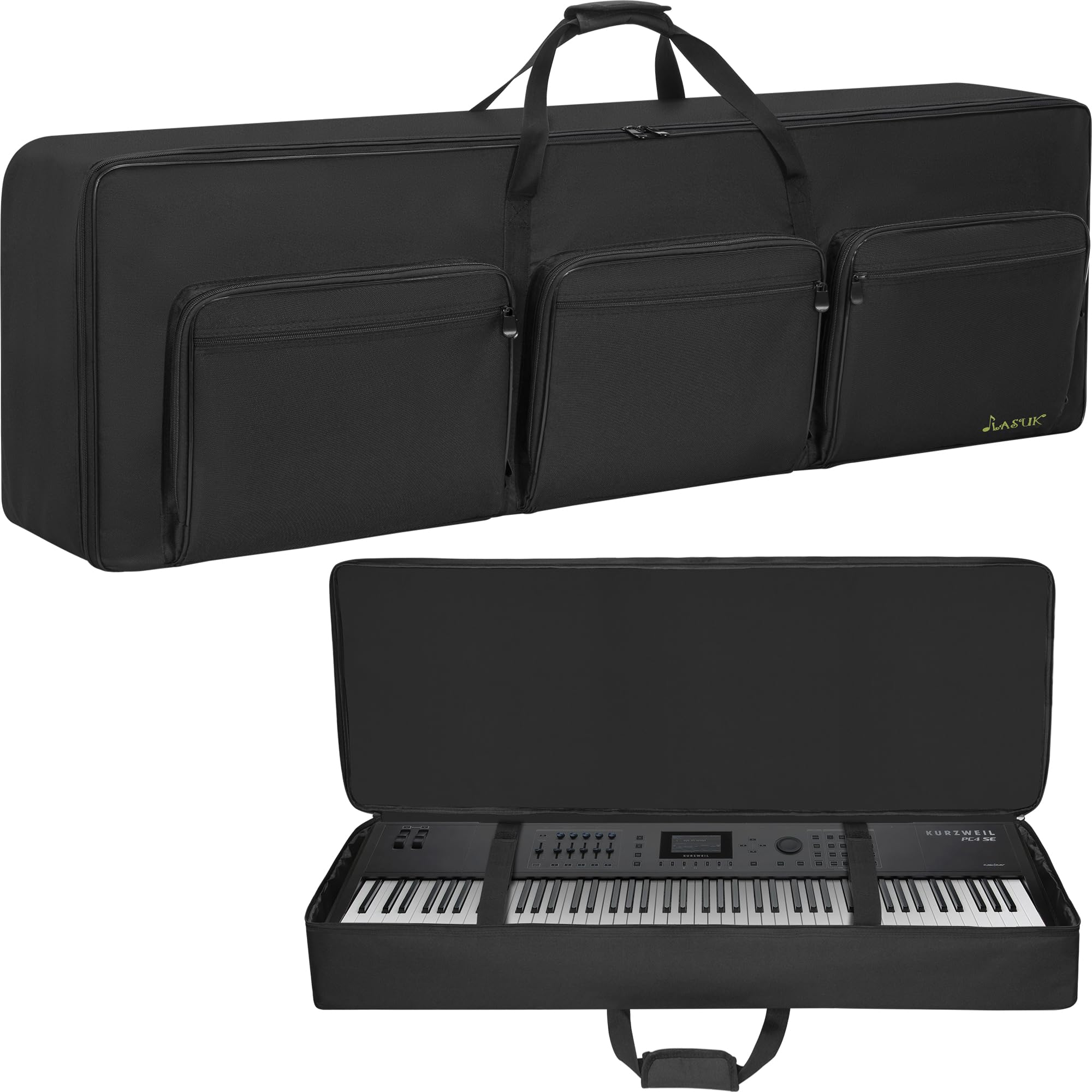 OUUTMEE Sac pour Clavier, Housse Transport Clavier avec bandoulière et 6 Poches pour Accessoires, Sac de Transport pour Clavier de Piano électrique (88 touches-147 x 46 x 18CM)