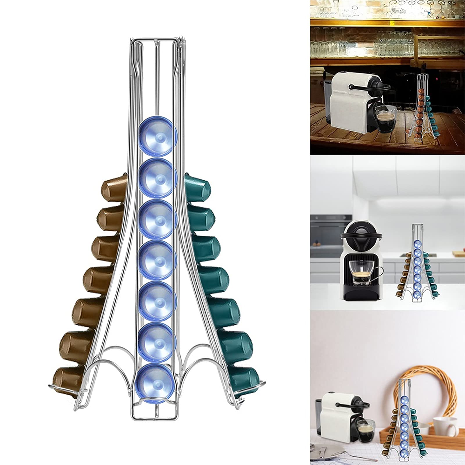 Contenitore per cialde di caffè, supporto rotante per capsule di caffè e cialde di caffè, torre di erogazione