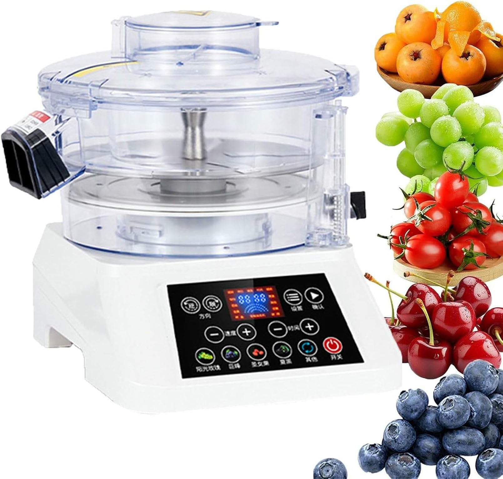 Pelador De Uvas Eléctrico, Pelador De Uvas Automático con Ajustes Ajustables Y Pantalla LCD, Gran Capacidad 500 G, para Cocina Casera para Uvas, Tomates, Arándanos Plateado