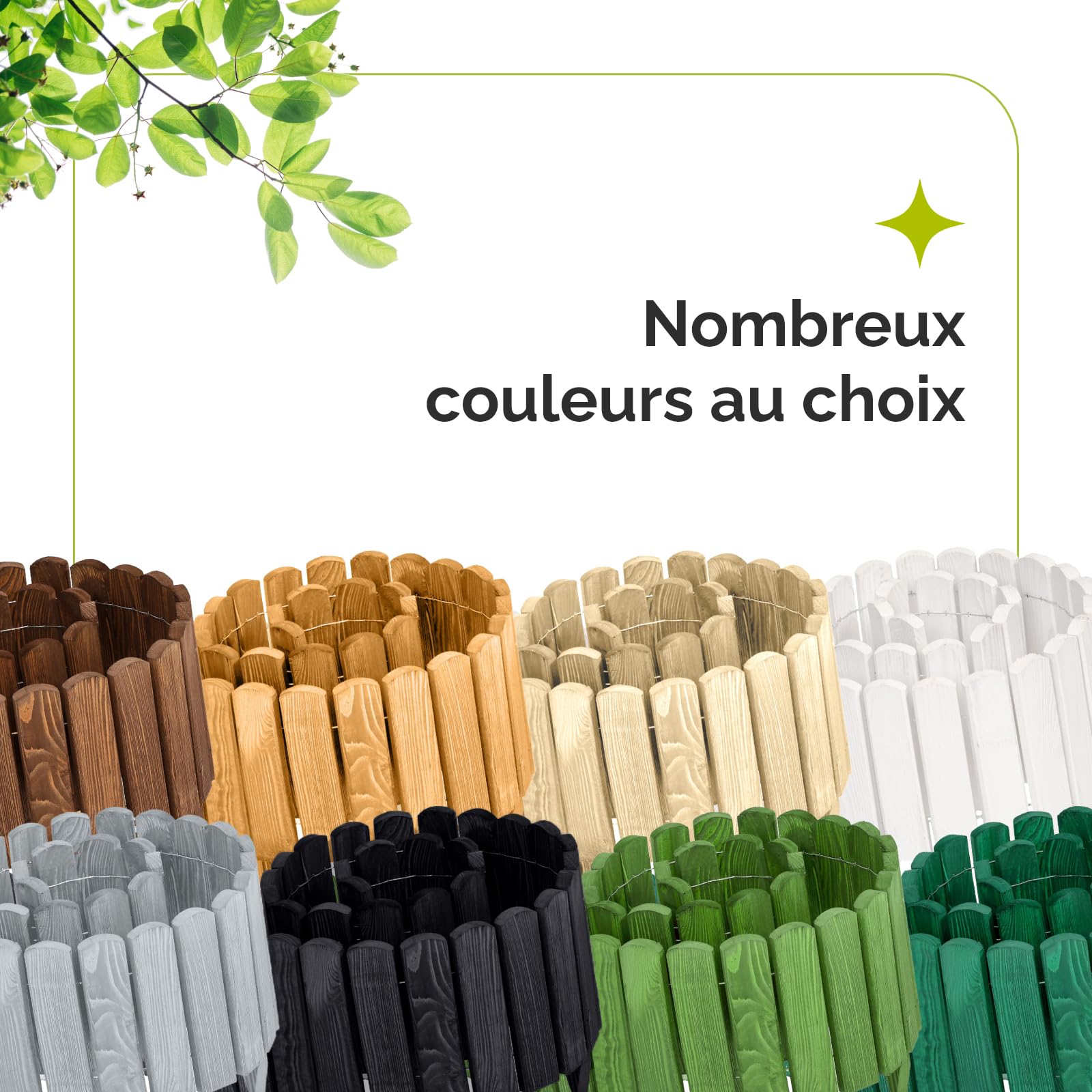 Garronda GD-0046 Bordure Jardin Exterieur 200 cm Cloture Jardin Exterieur en Bois traité palissade Souple pour Massif Potager allée pelouse Parterre GD-0046 (Marron Clair, Hauteur: 20 cm)