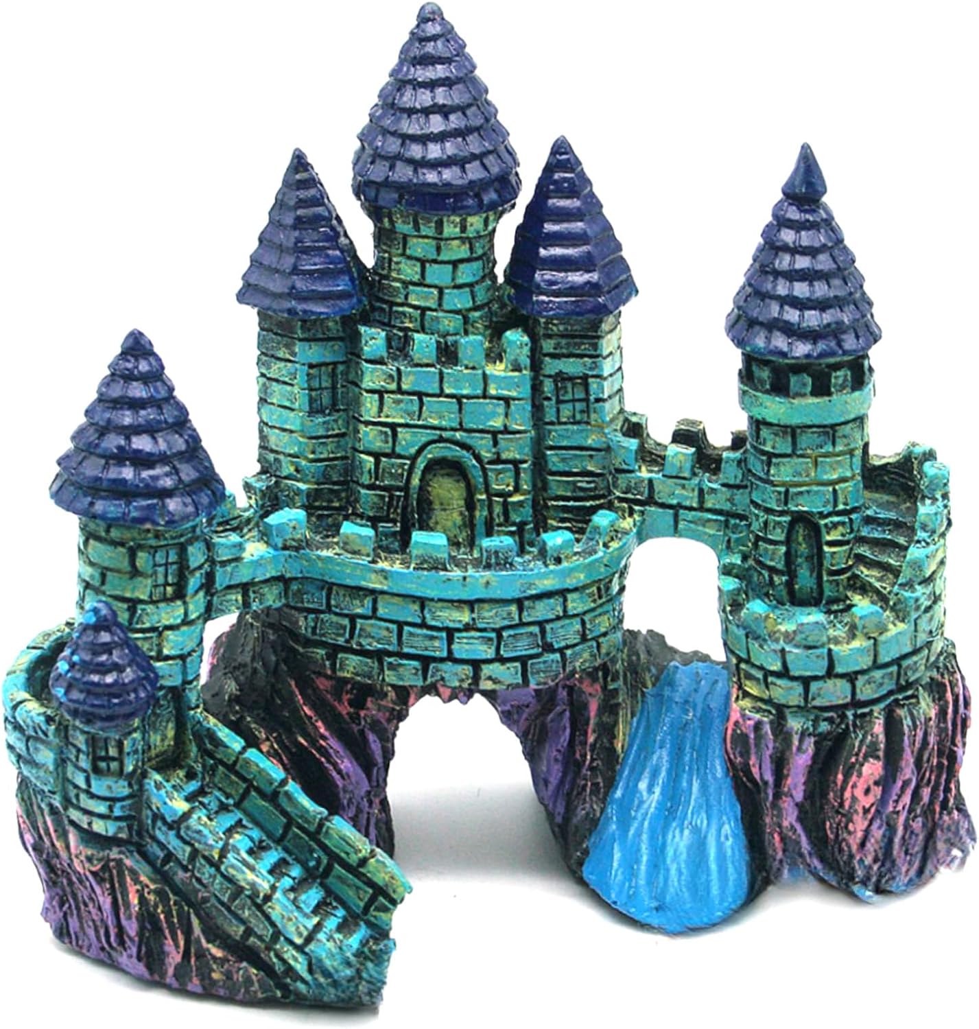 Fish Tank Decorations, Vintage Castle for Aquarium Decorations, Resin Castle Cave Hideouts Large Aquarium Decorations, Fish Tank Accessories for Betta Fish, Purple, JZBA-ADCAT03PUR