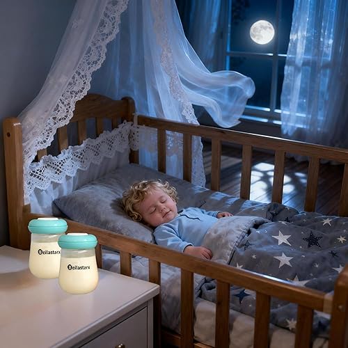 Miniatura 9 de Botellas de almacenamiento de leche materna de vidrio, almacenamiento de leche materna de cuello ancho con tapas, recipientes de almacenamiento de