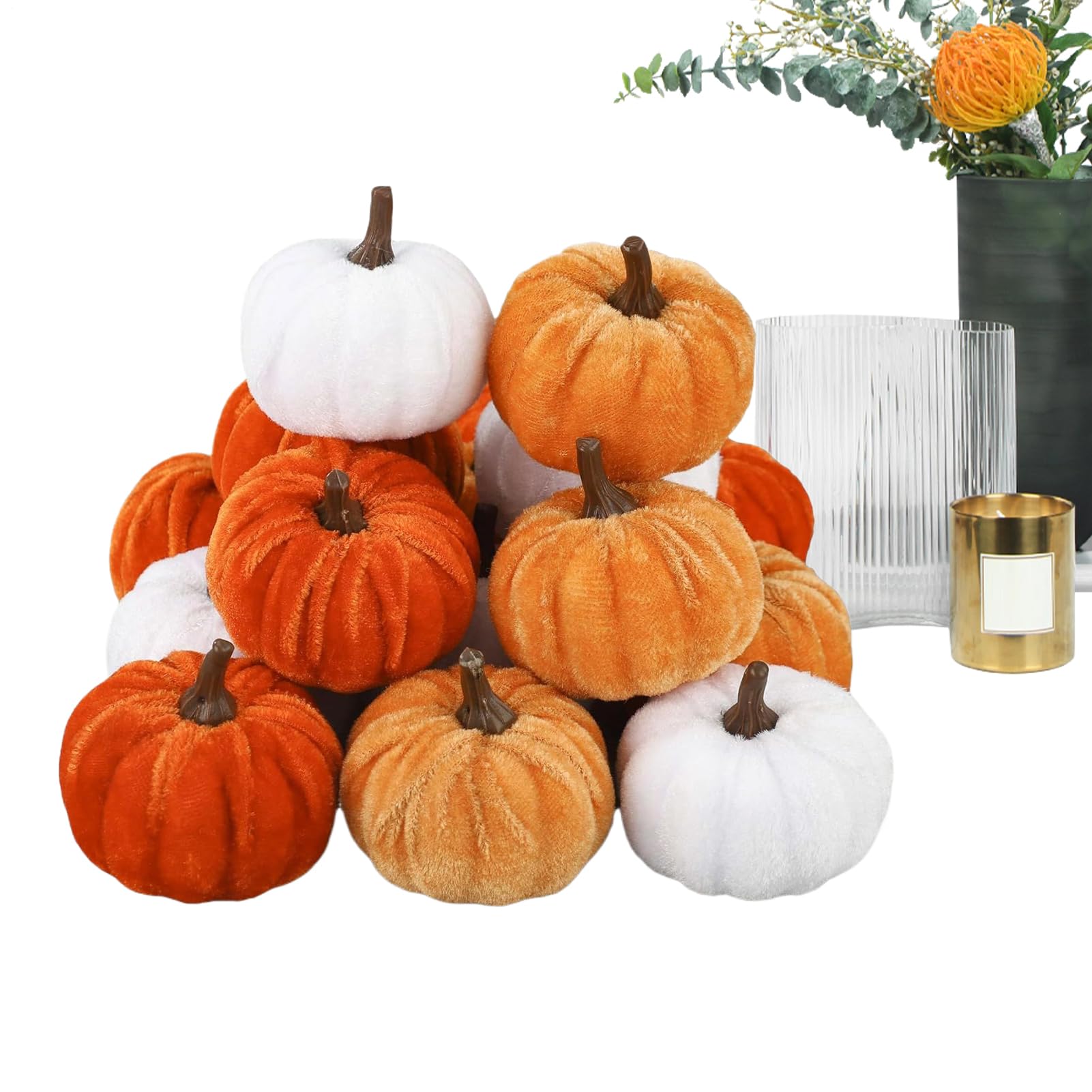 Citrouilles en velours déco maison pour intérieur, fenêtre et jardin d'Halloween