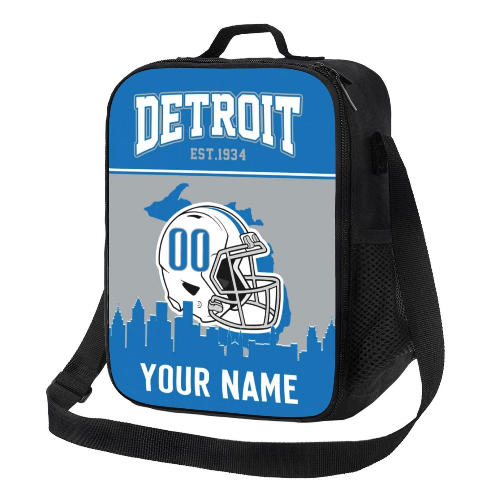 Detroit Lunch Bag Custom Lunch Box Personalized Football Style Lunch Box Backpack Gifts for Men Women