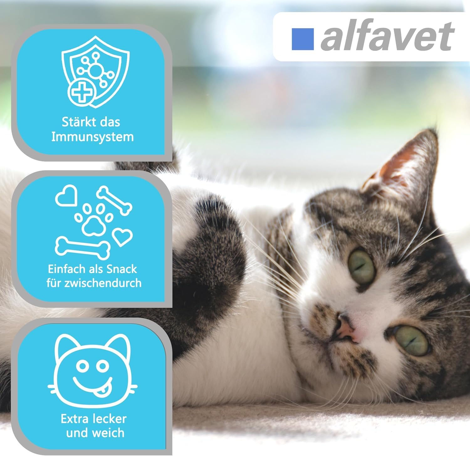 Alfavet FeliGum L-Lisina en caso de Coryza, complemento alimenticio para gatos, bolsa de 120 g, aproximadamente 60 pastillas para masticar