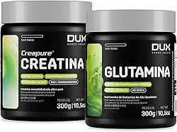 Creatina Monohidratada 100% Creapure 300g + Glutamina 300g Sem Sabor - Suplementação Academia, Ganho Muscular Hipertrofia, Força Energia Resistência, Suplementos Naturais - DUX HUMAN HEALTH