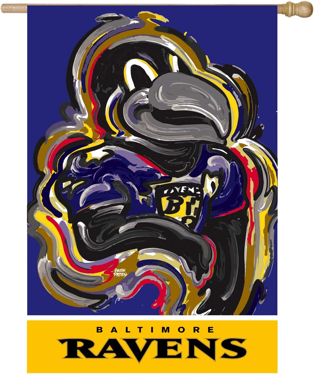 Team Sports America Baltimore Ravens, Embossed Suede Indoor Outdoor Flag Justin Patten