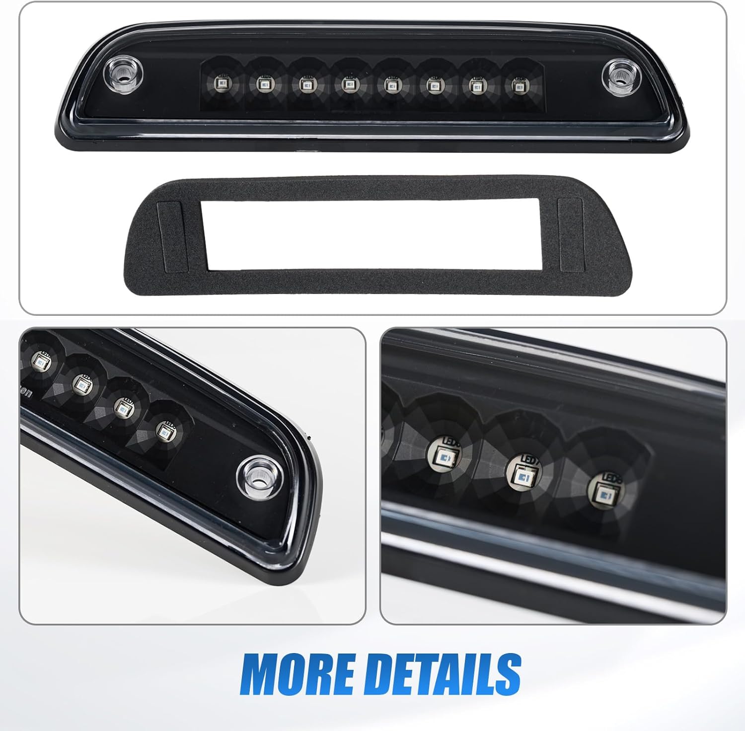 Third Brake Light with Strobe Flash for 995-2015 Toyota Tacoma Accessories, High Mount Rear Brake Lights Assembly for 95-15 Toyota Tacoma, Waterproof Rear Cab Center Tail Lights