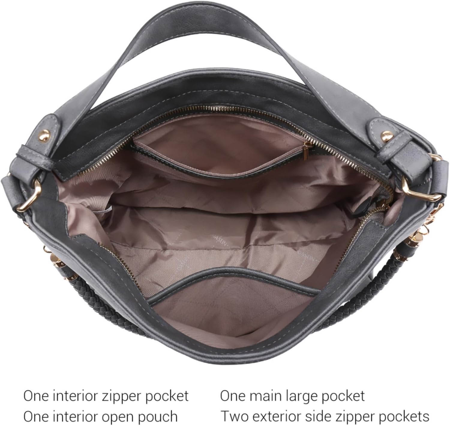 Dasein Hobo Handbags for Women Purses Vegan Leather Shoulder Bags Bucket Purse Large Tote Set with Long Strap | Purses, Large, with Long Strap - Image 5