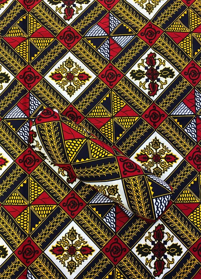 -African Ankara Wrapper Wax Print Fabrics -Red, Blue,Black,Yellow-Gold,White- Sell by 6 Yards-100% Cotton- for Dresses