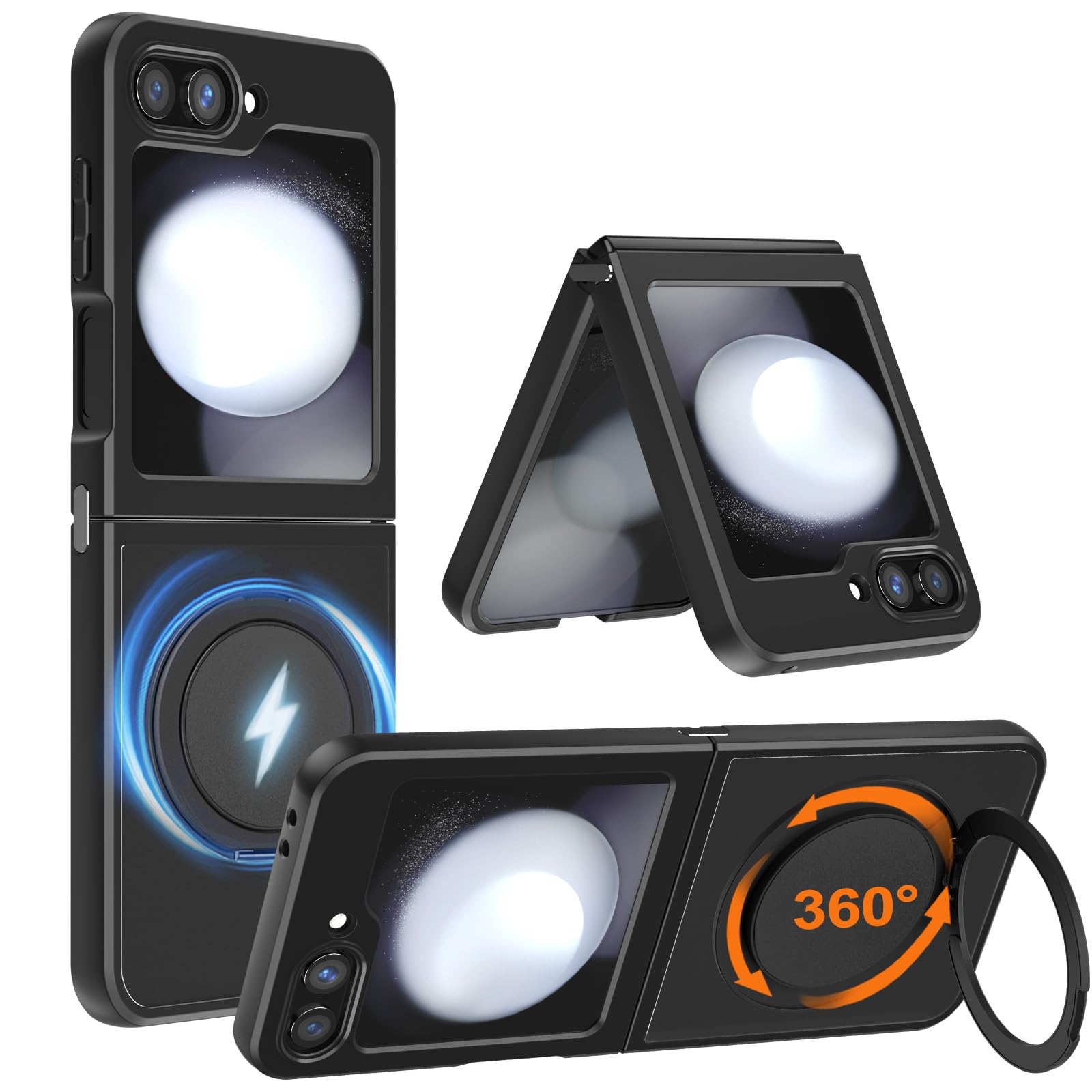 HikerClub for Galaxy Z Flip 7 FE (2025) Magnetic Case with 360 Degree Rotating Stand Kickstand