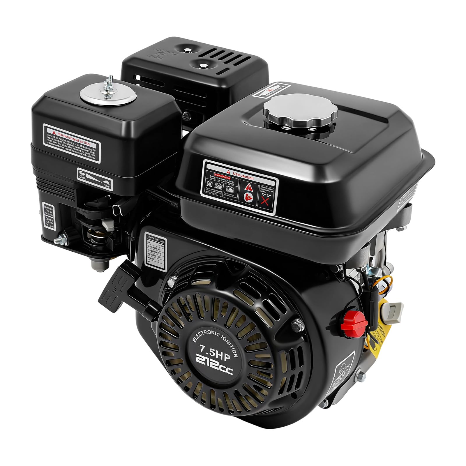Charocean 7.5 Hp 7.5Hp Petrol Go Kart Engine, 212Cc 4-Stroke Mini Petrol Engine - Low Fuel Consumption, Efficient Cooling, Large Fuel Tank, 5100W Replacement Engine For Farm Appliances, Home (7.5 Hp)