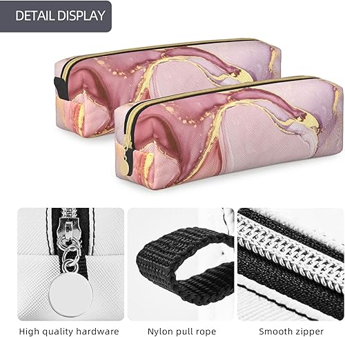 Miniatura 6 de IMPCOKRU Bolsa Pequeña para Lápices Bolsa de Lápices de Estudio Bolsera para Llaves, Mármol Rosa, Estuche de Almacenamiento de Papelería para