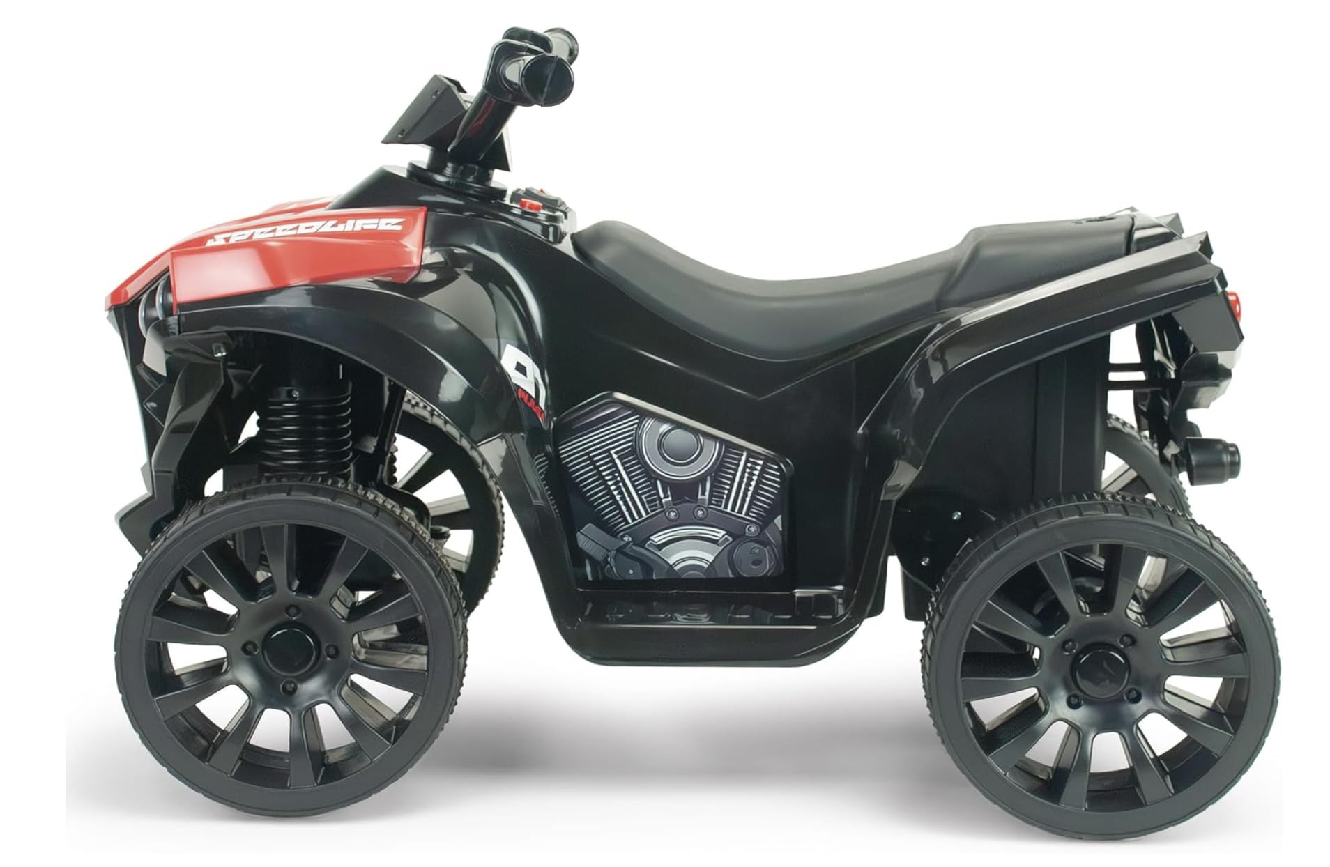 Quad Eléctrico Infantil 6V Rojo - Quad Racing para Niños +18 Meses con Marcha Atrás + Luces LED + Sonidos + Pedal Acelerador + Freno Eléctrico - Vehículo Eléctrico Niño Niña - INJUSA